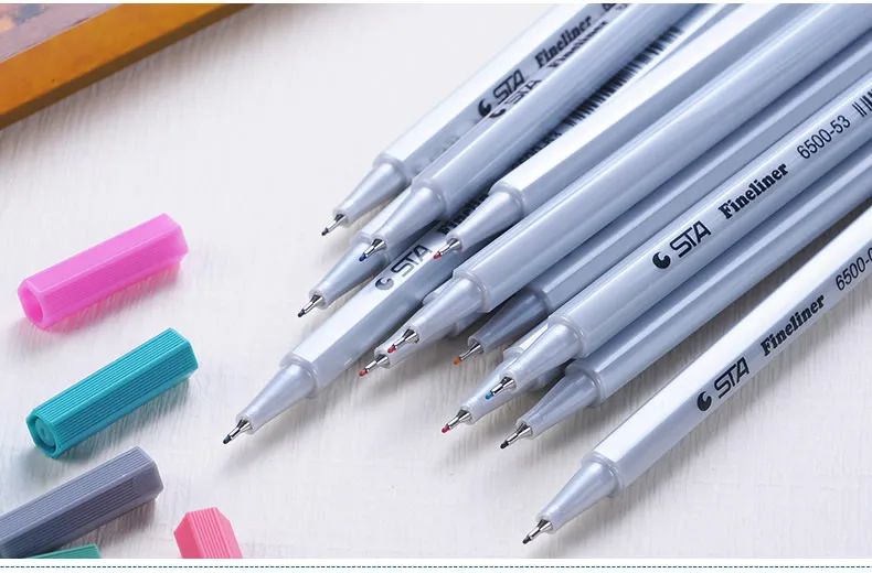 26 цветов STA Fineliner ручки 0,4 мм ультра тонкий наконечник цветная ручка на акварельной основе микрон маркер набор идеально подходит для эскиза рисования