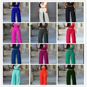 Женский комбинезон без рукавов, с поясом и открытой спиной