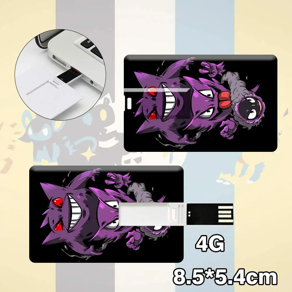 Suncomics Gengar Pikachu 4 Гб Pendrive Кредитная карта Форма Водонепроницаемый USB флеш