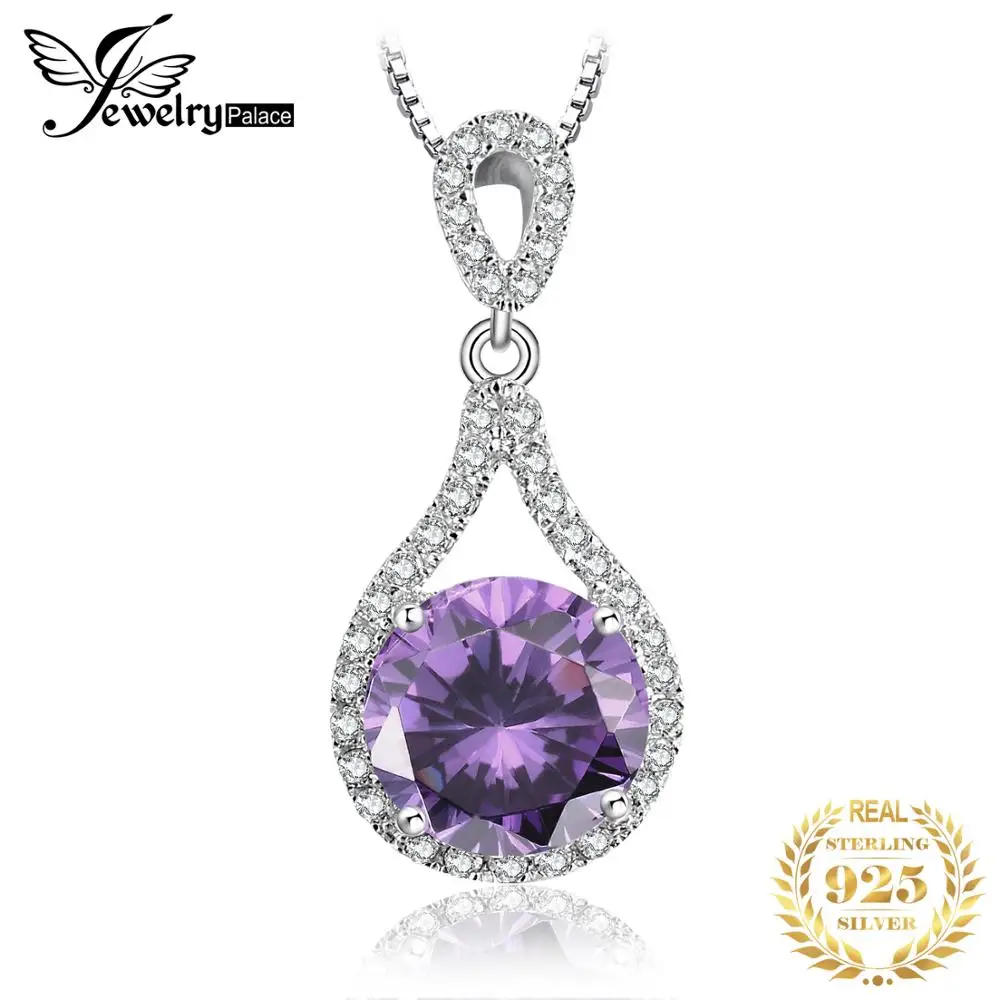 Классический круглый 1.85ct натуральный камень фиолетовый аметистовая подвеска 100%