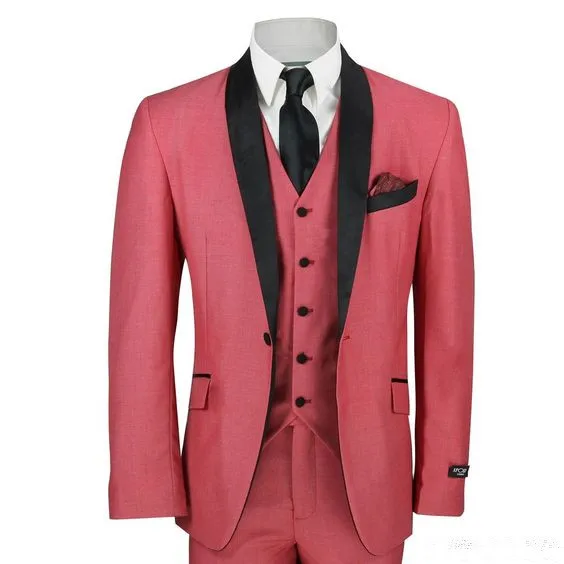 

2017 Latest Coat Pant Designs Hot Pink Men Wedding Suits Slim Fit Tuxedo 3 Piece Groom Suit Prom Party Blazer Terno Masculino