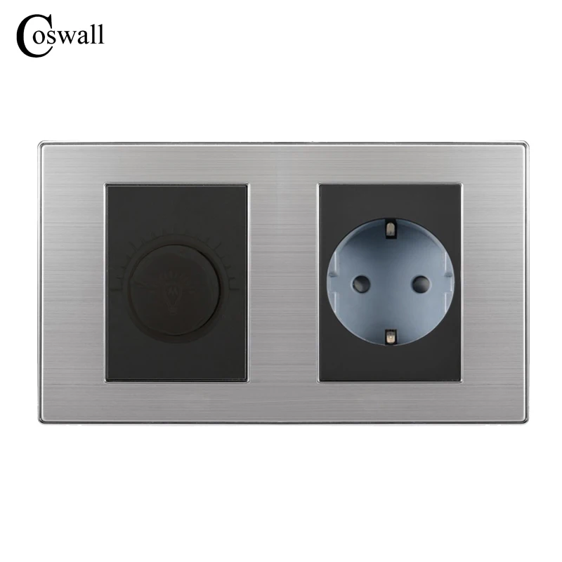 Coswall 16A настенная розетка стандарта ЕС с регулятором яркости выключатель света