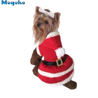 mogoko 1pc pet dog santa claus hoodie dress costume puppy christmas winter clothes apparel have m l size optional