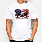 Мужские футболки BLWHSA с рисунком флага США и орла, хлопковая Футболка с круглым вырезом и коротким рукавом для фитнеса, футболка в стиле хип-хоп