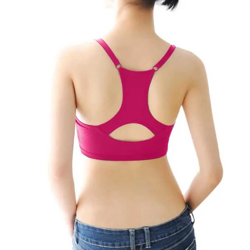 Hot Pink Женский йога фитнес, растяжка, тренировка, безрукавка, бесшовный спортивный бюстгальтер с подкладкой, спортивный бюстгальтер, спортивная одежда - Цвет: Hot Pink