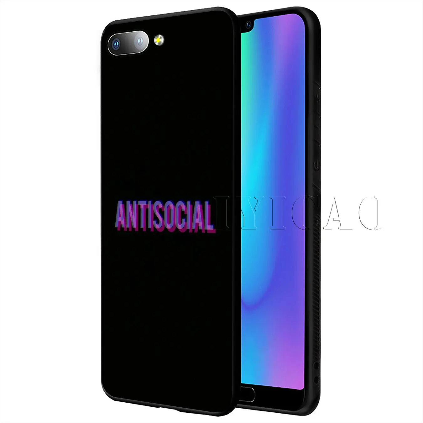 IYICAO цветной текст на черном фоне мягкий чехол для Huawei P20 Pro P10 P8 P9 P30 Lite Mini 2017 P Smart