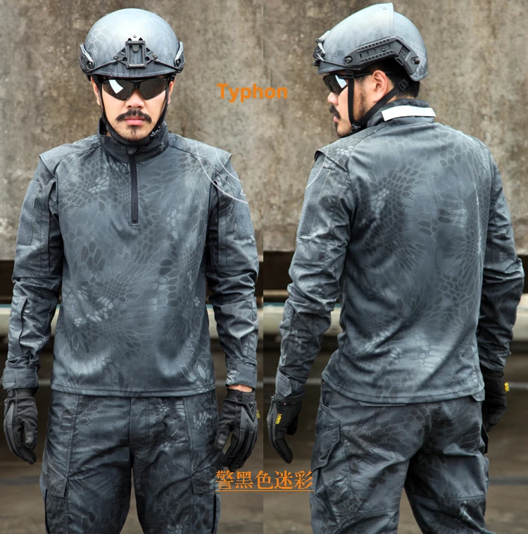 

Mountain Zip Ripstop long sleeve Combat shirt Mandrain Collar Kryptek Camo Tactical Shirt Typhon police Combat shirt
