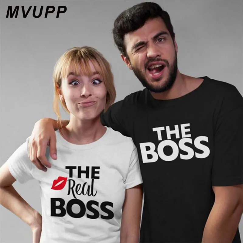 Футболка с надписью Real Boss kiss white для влюбленных в День Св. Валентина|Футболки| |