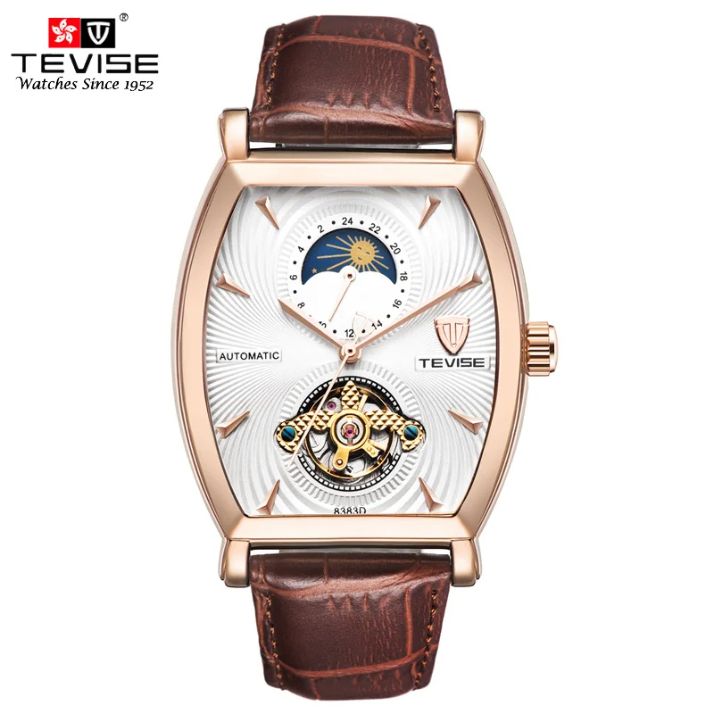 Tevise механические Автоматические часы для мужчин бизнес Tourbillon Топ люксовый бренд
