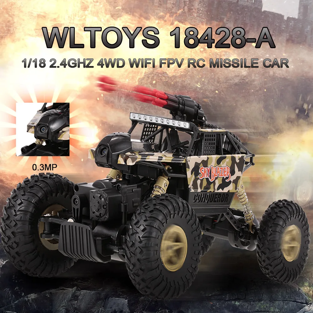 

1:18 4WD Electric Climbing Monster RC Car 2.4Ghz Big Wheel Crawler Remote Control Off-Road Rock SUV Racing Toy Missile Play Game