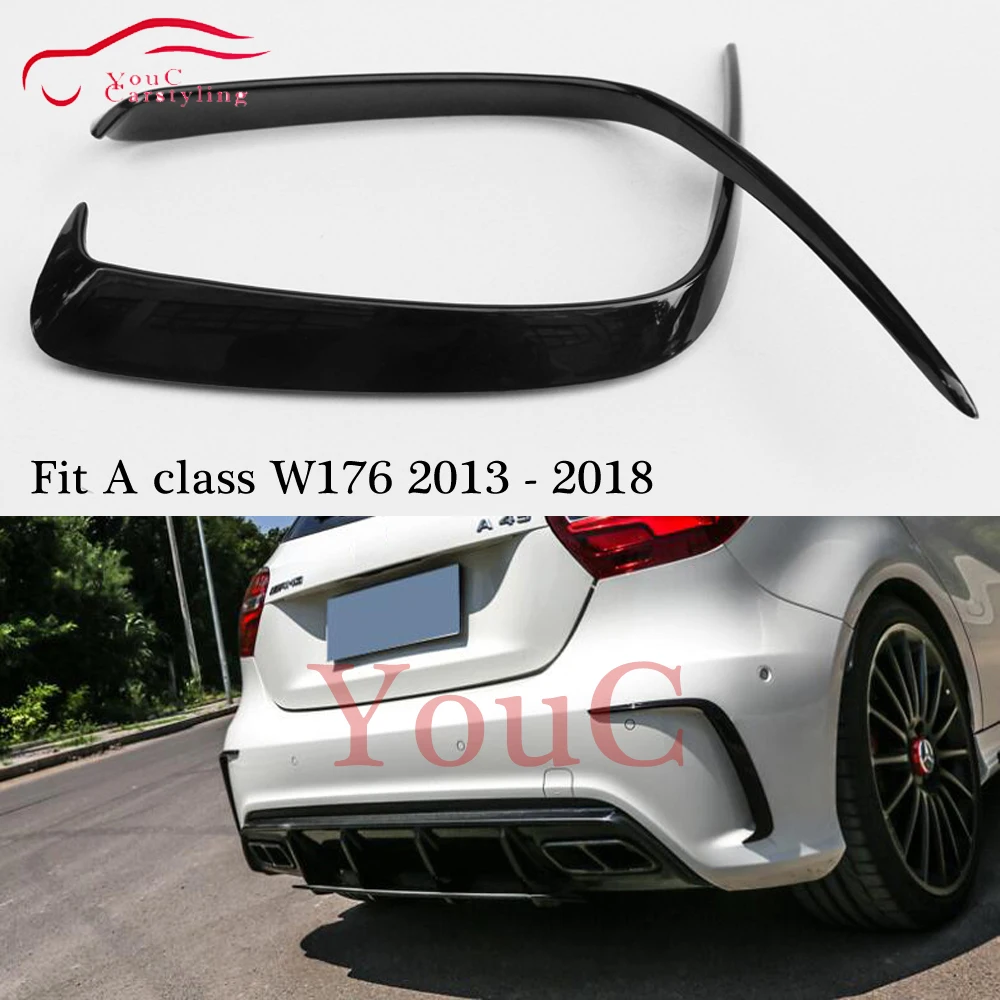 

W176 Rear Bumper Canards Spoiler Lips for Mercedes W176 A class A45 & ABS Black Sport Edition A180 A200 A250 2013 - 2018