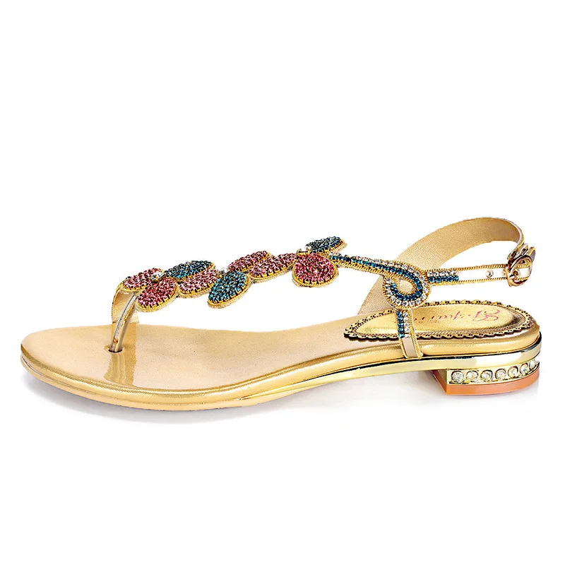 New Summer Style Sexy High Quality Elegant Women's Shoes Leather Heels Rhinestones Flip-Flops Sandals Casual Wedding Size 11
