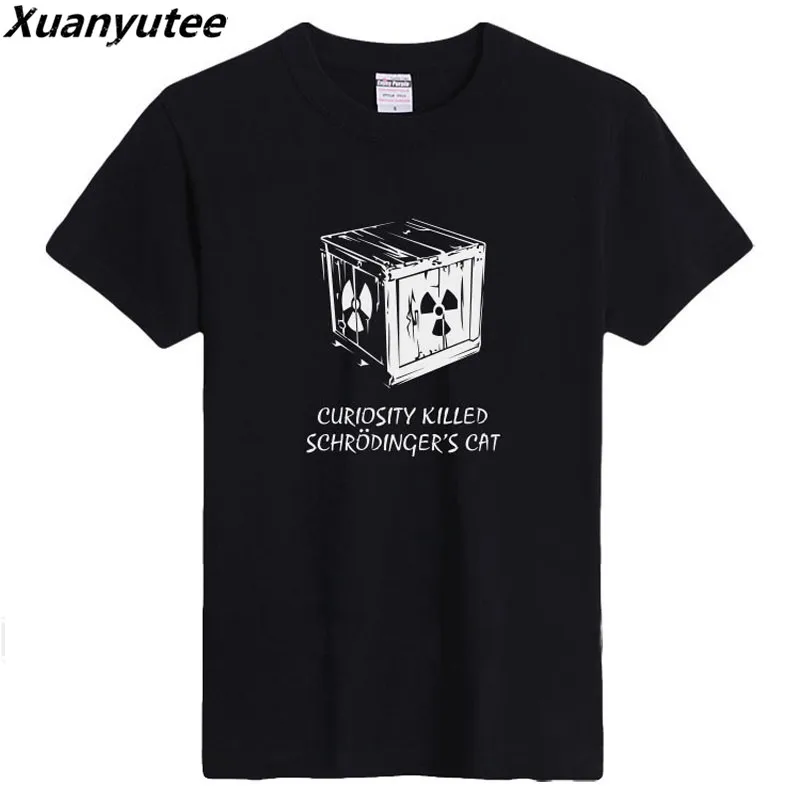 Xuanyutee Curiosity Killed Schrodinger's Cat Футболка Мужская хлопковая футболка с короткими