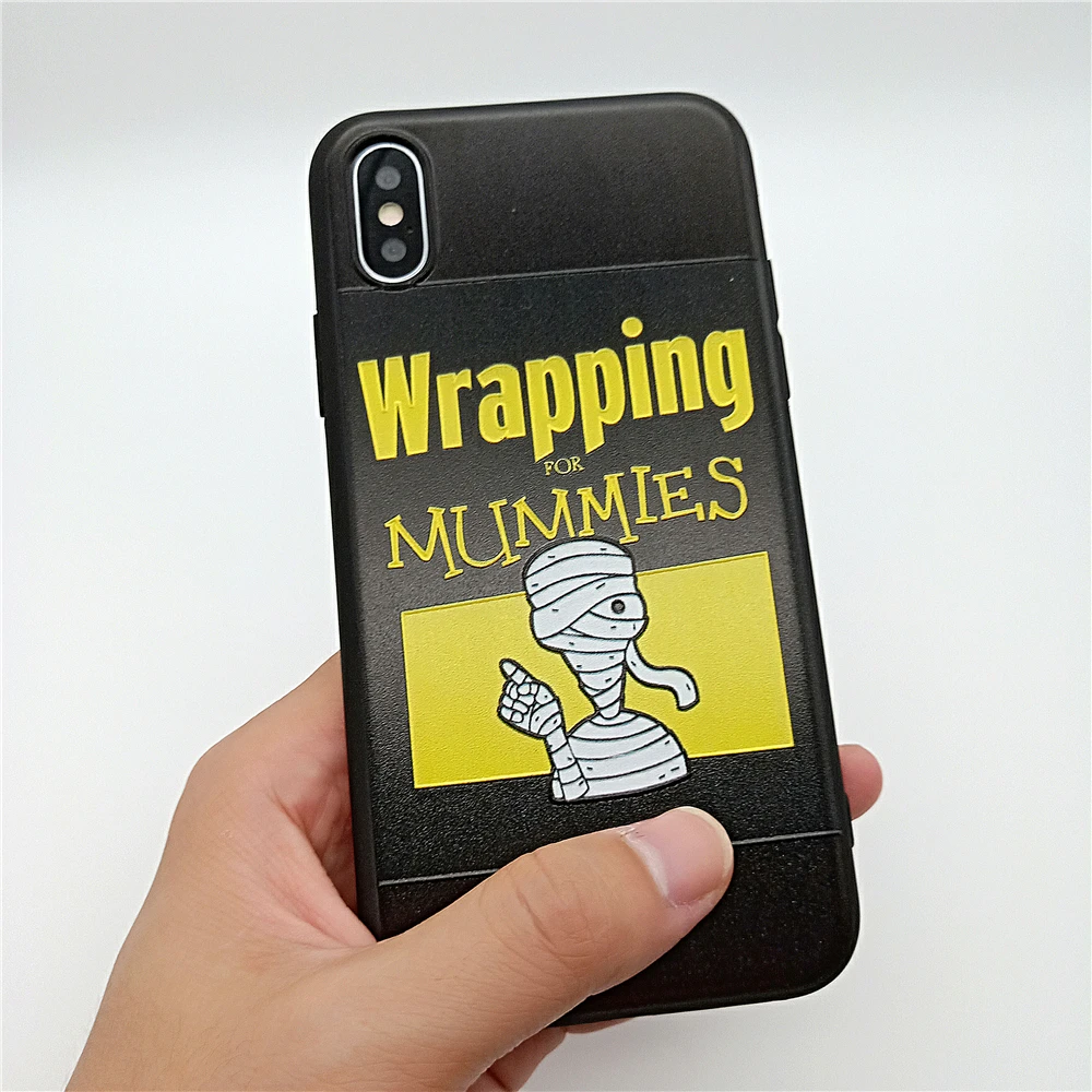 Чехлы для iphone 7 3D рельеф упаковка Mummie Телефон чехол 6 S 8 Plus X черный кожа упал мягкий
