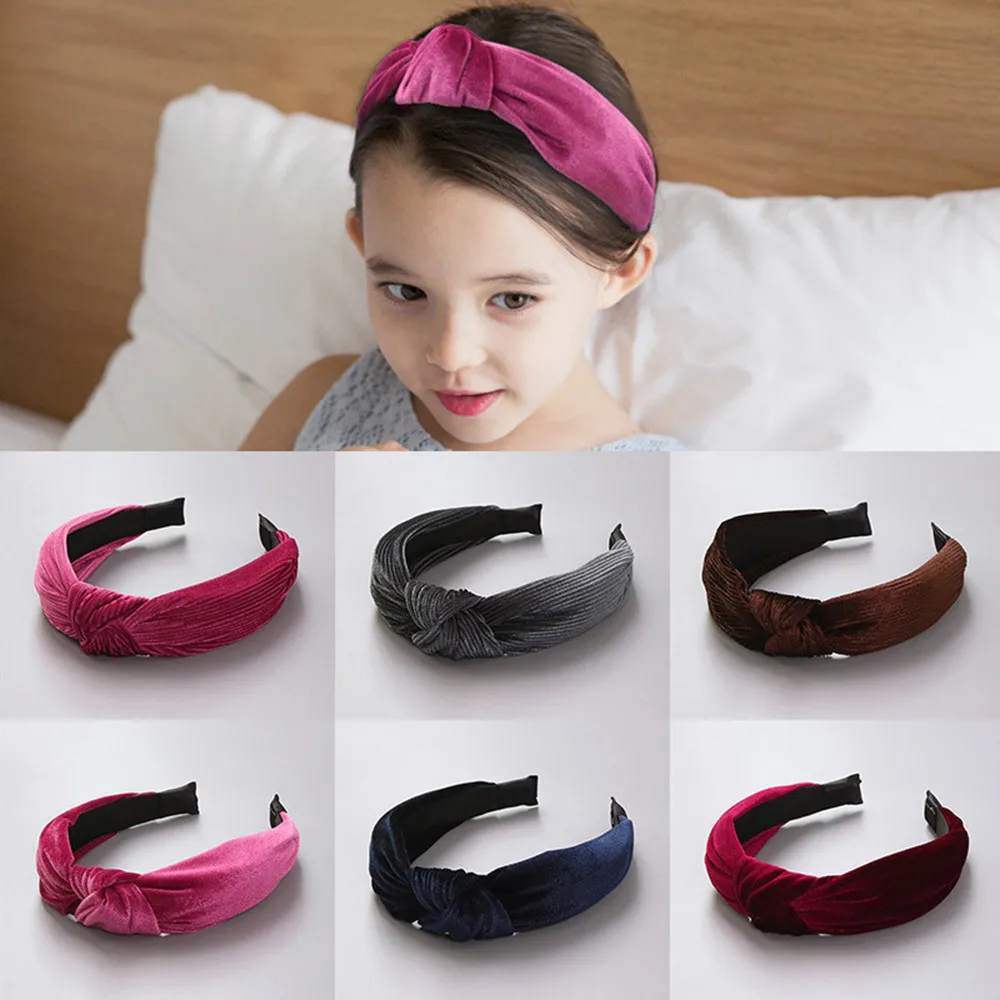 Cute Party Decorative Solid Velvet Hairband Kids Girls Headbands Headwear baby girl hair accessories infant headbands | Детская одежда