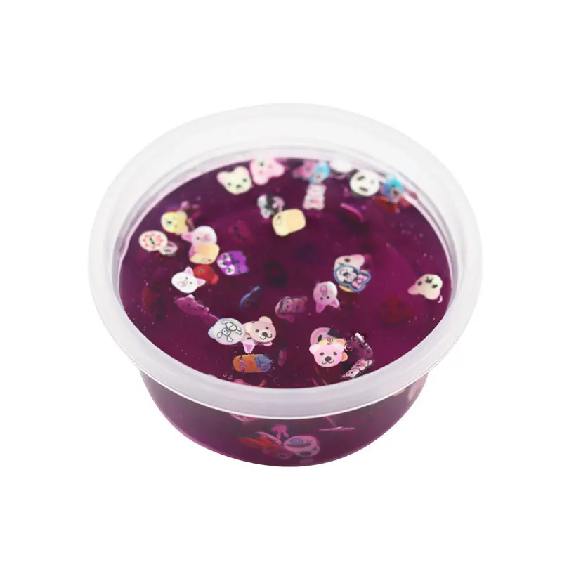 purple 50 мл фруктовый Кристалл слайм коробка животные торт слайм шпатлевка антистресс Diy Рисование прозрачный ручной жевательной резинки игрушка ребенок взрослый подарки - Цвет: purple