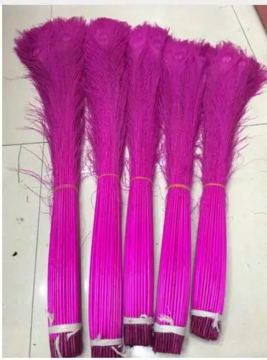 100 шт проушины из павлиньих перьев 32-34 дюймов/80-90 см цвет опционально - Цвет: Розовый