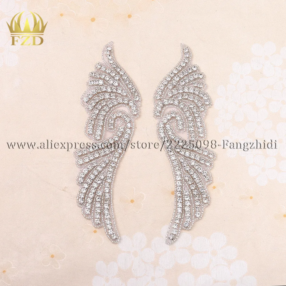 FZD 10 пар ручной работы из бисера для пришивания утюгом Аппликация в форме кристаллического крыла нашивка для свадебного платья повязки на пояс для невесты подвязки