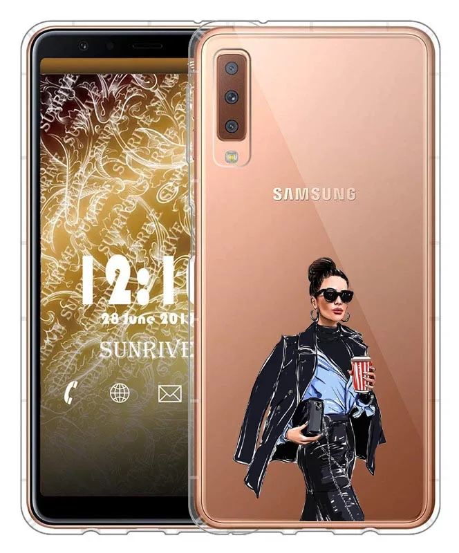 Кофейный чехол для samsung A7 A750 A750F чехол 6,0 дюймов Мягкий силиконовый чехол для телефона для samsung Galaxy A6 A8 Plus чехол - Цвет: TPU