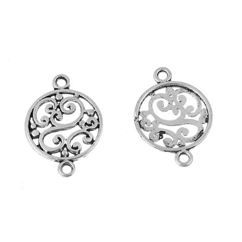 Разъемы DoreenBeads из цинкового сплава круглые серебряные Резные стильные украшения