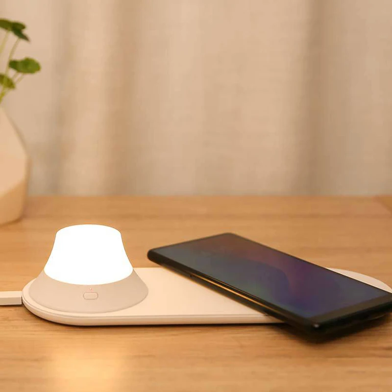Xiaomi Yeelight Беспроводной Зарядное устройство с светодиодный ночной Светильник магнитное притяжение Быстрая зарядка для iPhone Xiaomi samsung huawei телефоны
