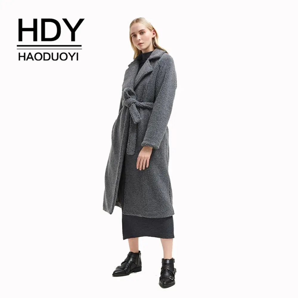 Женское пальто HDY Haoduoyi зимнее свободные удобные прямые с длинным рукавом из