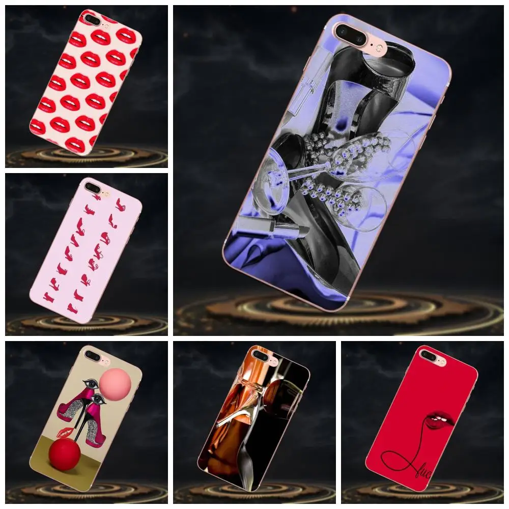 Red Wine Glass Lip High Heels Drawing TPU For Galaxy J1 J2 J3 J330 J4 J5 J6 J7 J730 J8 2015 2016 2017 2018 mini Pro | Мобильные