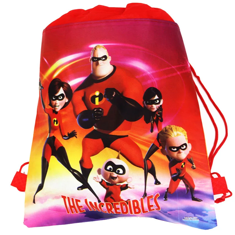 BagA-1pcs Disney Суперсемейка день рождения поставки Детский комплект вечерние сумки для детей день рождения drawstring Нетканые бумажные чашки тарелки - Цвет: BagA-1pcs