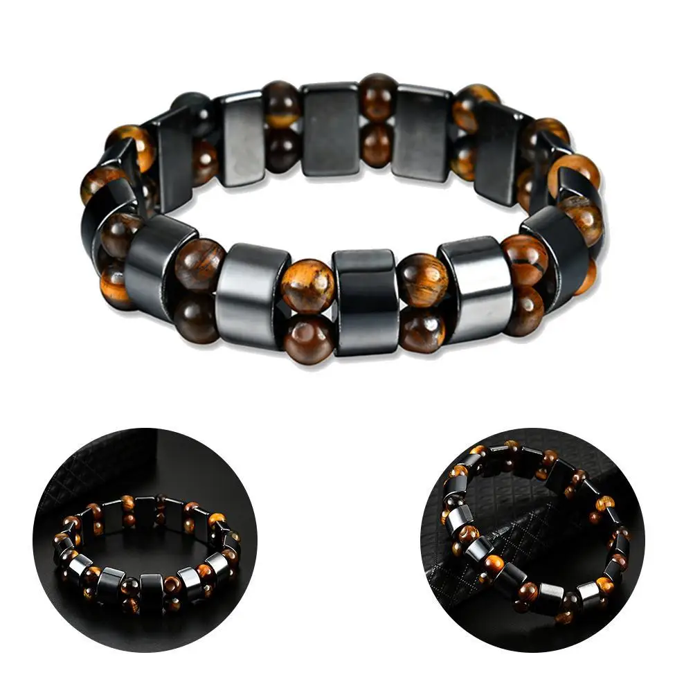 Vintage Bracelets For Men Women 2018 Magnetic Therapy Hematite Braceletfor Tiger Eye Bracelet As Birthday Gifts Orange black | Украшения и