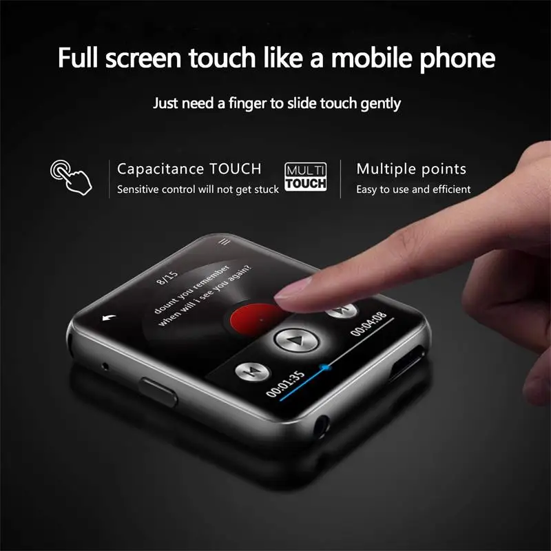 MP4 плеер Bluetooth с зажимом 8 ГБ/16 ГБ сенсорный экран портативный музыкальный без