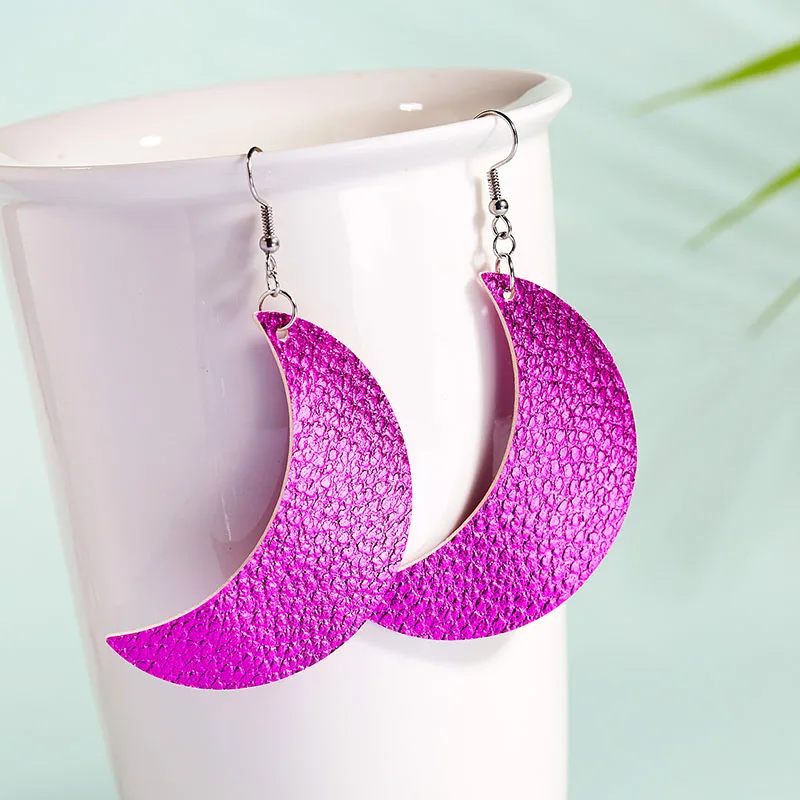 purple-red Женские бейсбольные серьги из искусственной кожи для спорта, баскетбола, футбола, флага Луны, длинные в форме слезы, пирсинг, ювелирные изделия - Окраска металла: purple-red