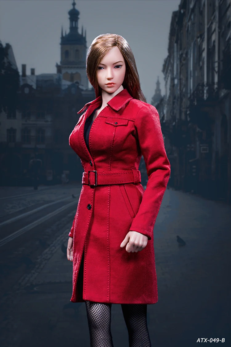 

In Stock 1/6 Female Figure Clothes Accessories ATX049 Women's Long Trench Coat Windbreaker jacket Set for 12" Action Figure