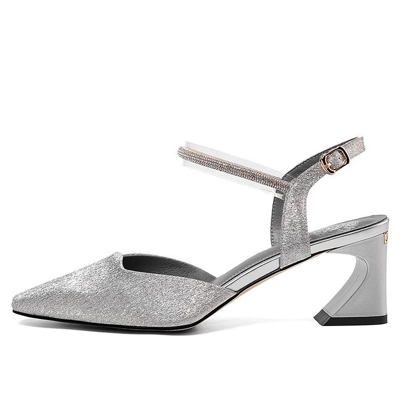 Кожаные сандалии ISNOM женские летние на высоких каблуках прозрачные из ПВХ с