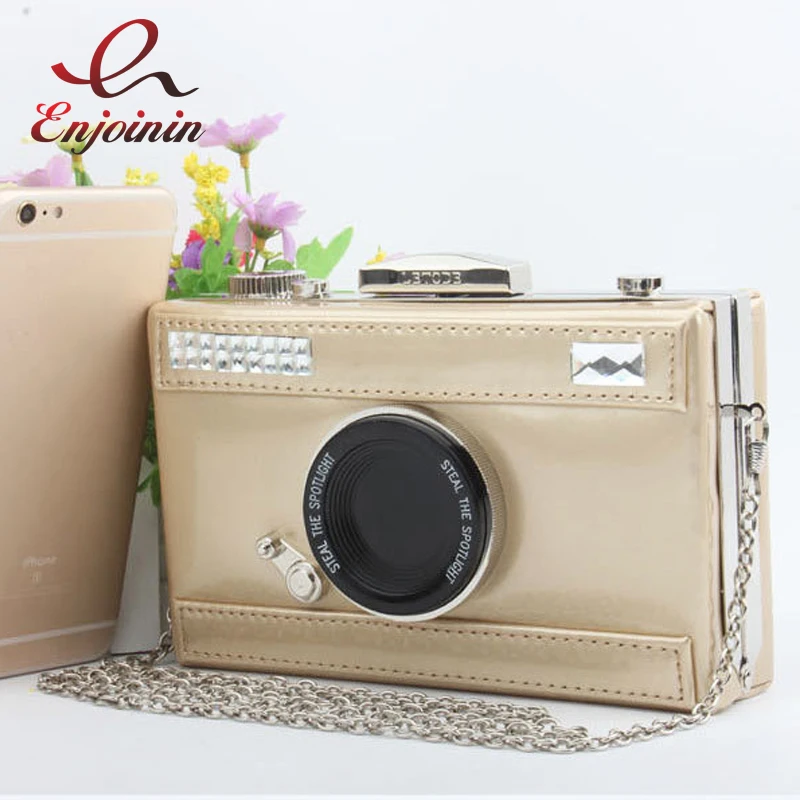 Vintage fashion pu leather camera model casual personality clutch bag ladies chain shoulder handbag mini purse messenger | Багаж и сумки