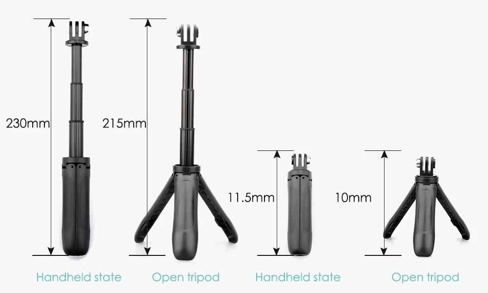 Vamson для DJI OSMO экшн выдвижная ручка Штатив карманный Полюс Мини селфи палка для Gopro Hero 7 6 5 черный для Xiaomi yi VP421