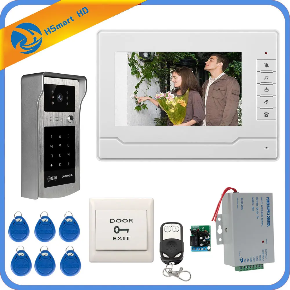 1Camera V 1LCD Проводной 7 дюймов монитор видео-дверной звонок видео домофон Системы+ ИК RFID код клавиатуры Камера+ пульт дистанционного управления с бесплатной доставкой - Цвет: 1Camera V 1LCD