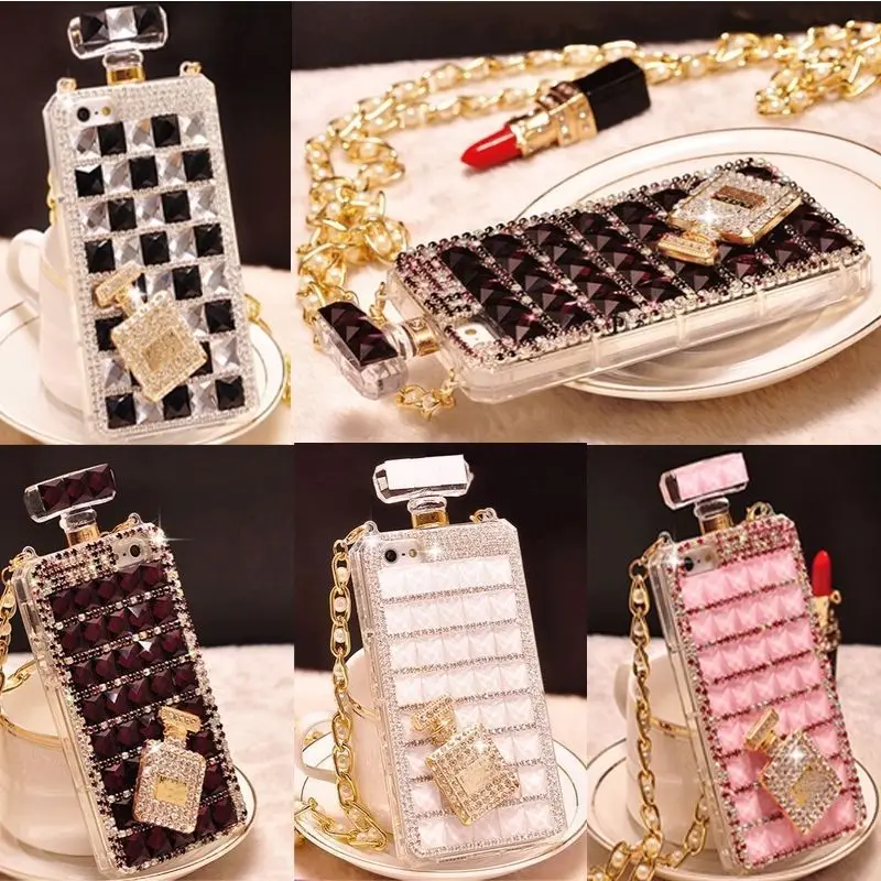 3D New handmade Bling Diamond Perfume Bottle Crystal Chain Case TPU Cover For Iphone X 6Plus 7 8Plus |