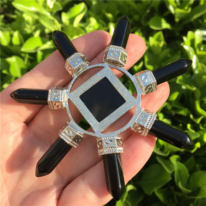 

Natural Chakra Crystal Point Energy Collector Clear Quartz Crystal Obsidian Great for Meditation Reiki Healing Stone As Gift