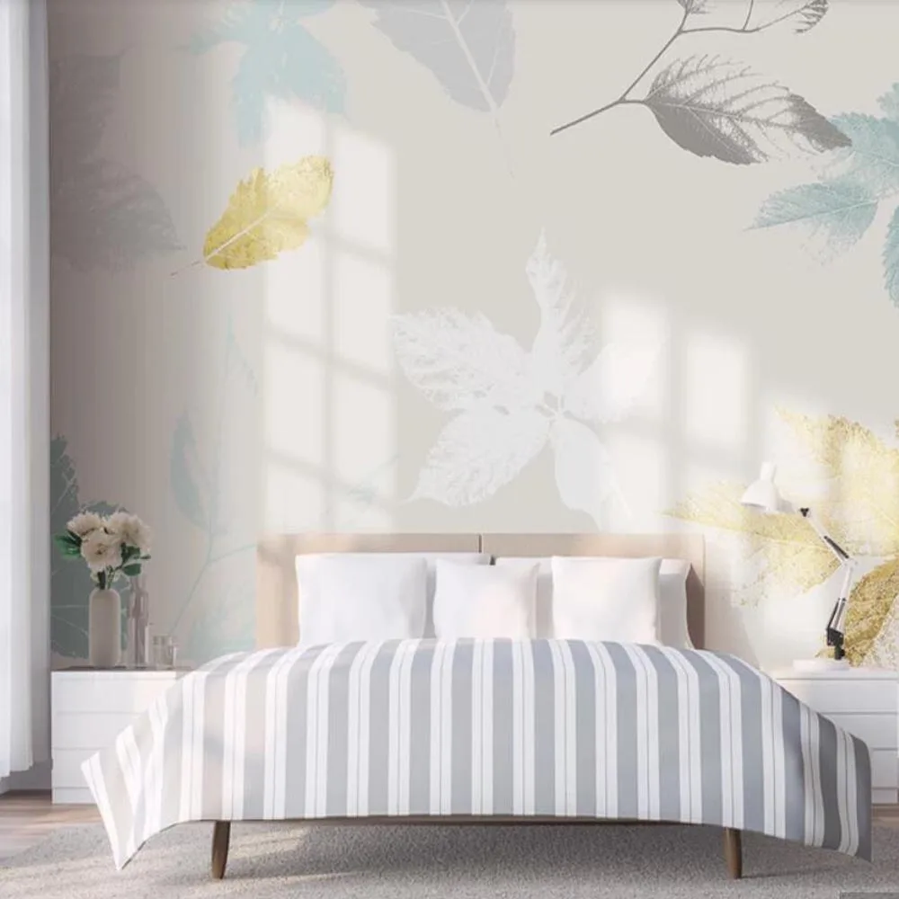 

Nordic Hand Painted Gold Leaves Wallpaper Mural Wall Paper Rolls for Living Room Printed Murals Contact Paper Home Wall Decor
