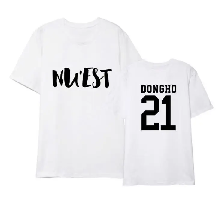 Футболка Kpop nuest черно-белая футболка для фанатов с круглым вырезом и коротким