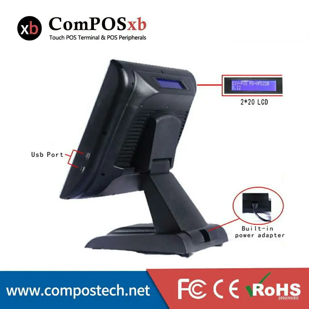 Compostech pos все в одном машина 15 ''резистивный сенсорный экран система для