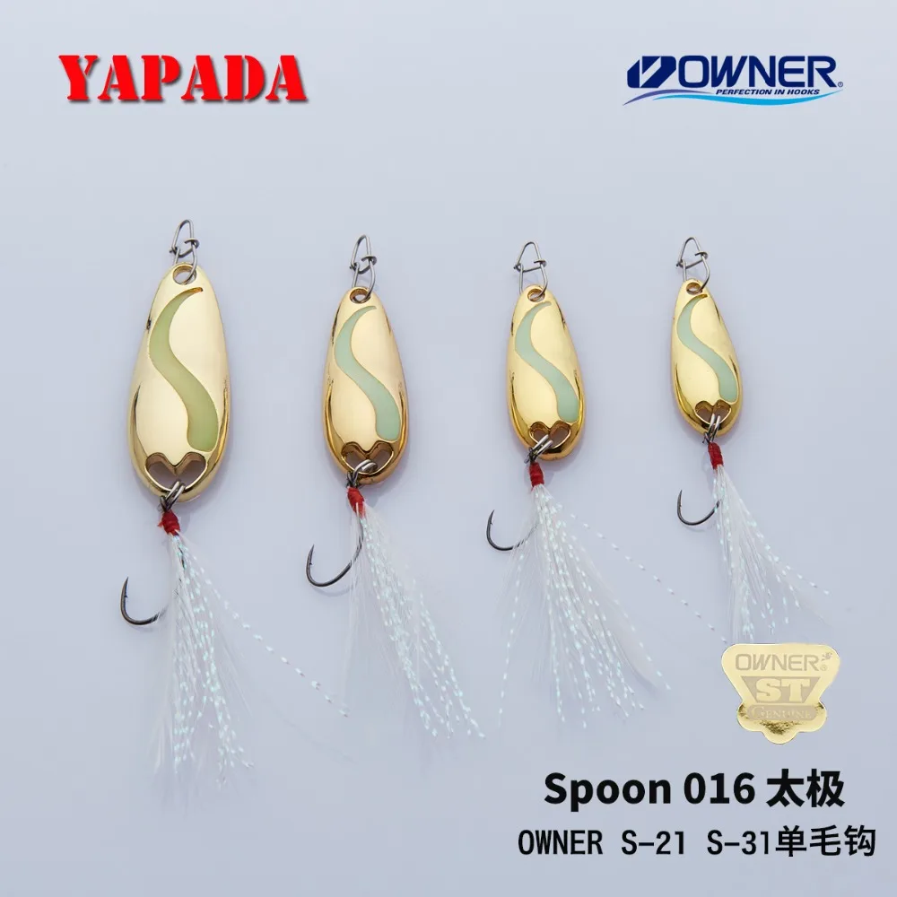 YAPADA ложка 016 TaiChi светящаяся 2 5 7 г владелец одиночный крючок + перо 30 45 мм