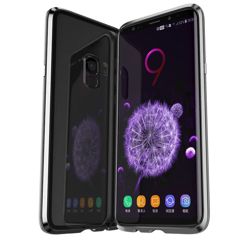 Luxury Metal Aluminum Bumper Case for Samsung Galaxy S8 S9 Plus Note 8 Tempered Magnetic Adsorption Technology Flip |