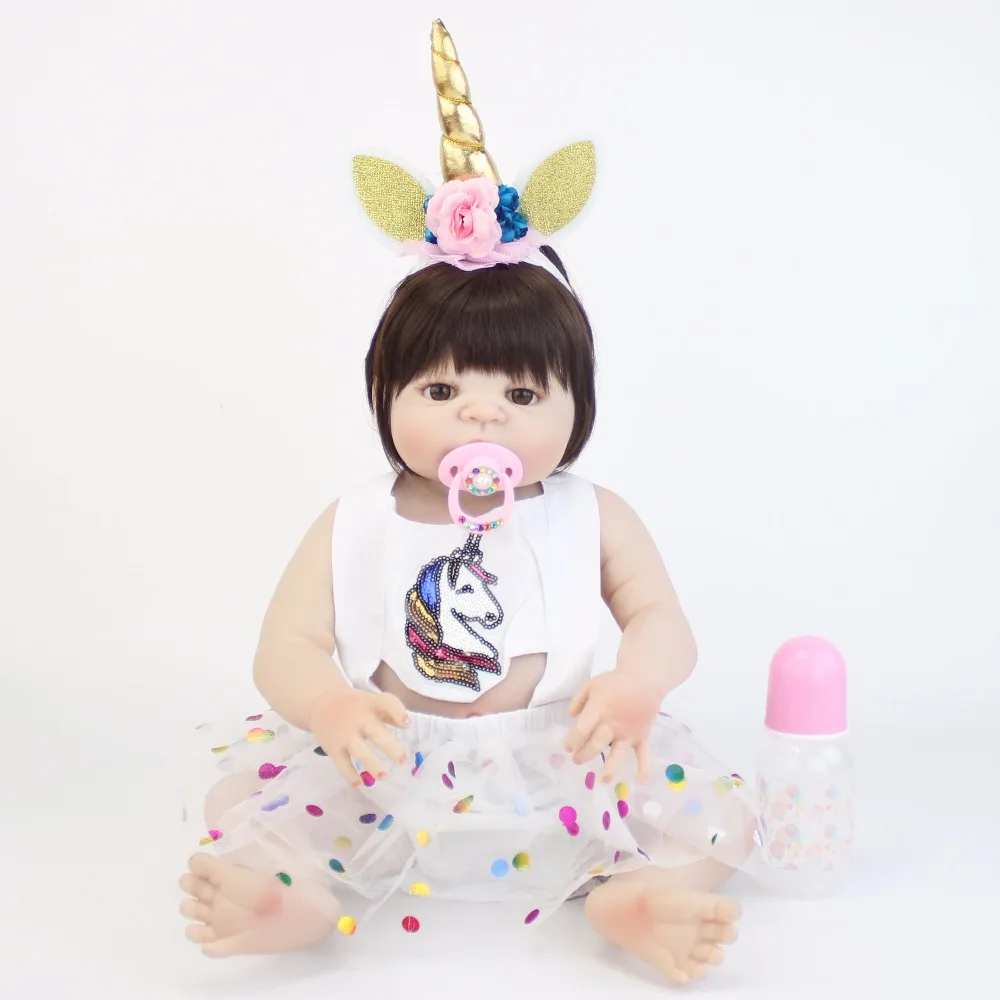 55 см полный Силиконовый Reborn Baby Doll игрушка мягкая виниловая новорожденная