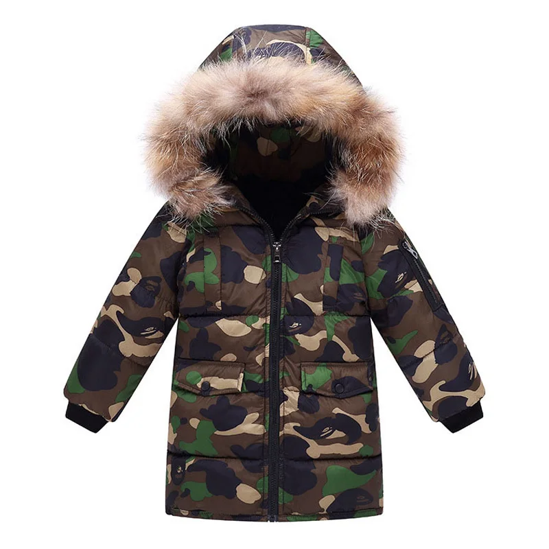 Пуховик для мальчиков зимняя куртка мальчика Детская парка с капюшоном