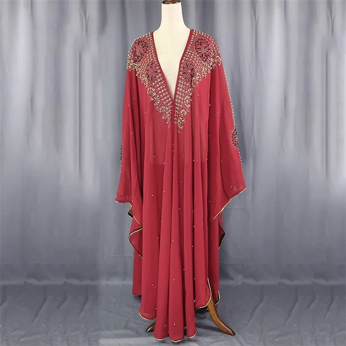 Red dress Siskakia размера плюс Jalabiya Dashiki платья для женщин алмазные бусины африканская одежда Дубай abaya мусульманские Вечерние халаты с капюшоном - Цвет: Red dress