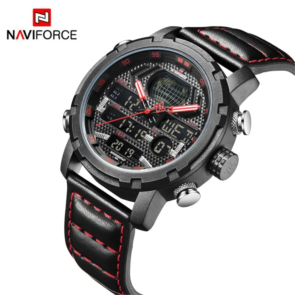2019 NAVIFORCE новые мужские модные спортивные часы кожаные водонепроницаемые