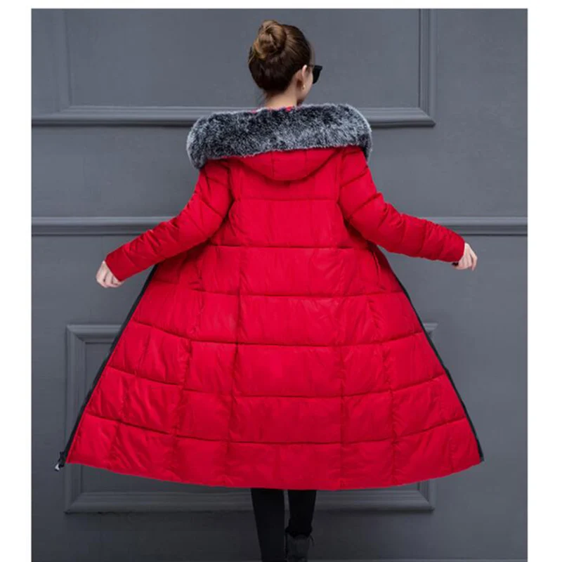 

2018 New Arrival Winter Jacket Women Long Cotton Padded Outerwear Womens Coat Parka Slim Fur collar Female Warm Hooded Jackets