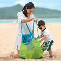 children extra large beach mesh toys bag kids folding sand away net tote outdoor net holder waterproof cloth sand toys storage