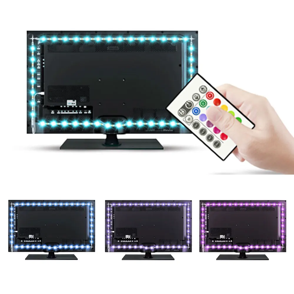 Сосуде USB Powered RGB LED ТВ/Мониторы подсветка led свет настроения для 32' 40 43 &quot48&quot 50